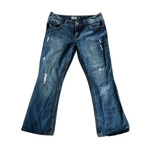 VTG Aeropostale Hailey Skinny Flare Jeans Womens 11/12 Short Blue Denim Y2K